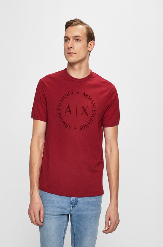 Armani Exchange - Pánske tričko bavlna burgundské 8NZTCD.Z8H4Z