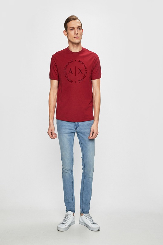 Armani Exchange - Pánske tričko 8NZTCD.Z8H4Z burgundské AA00