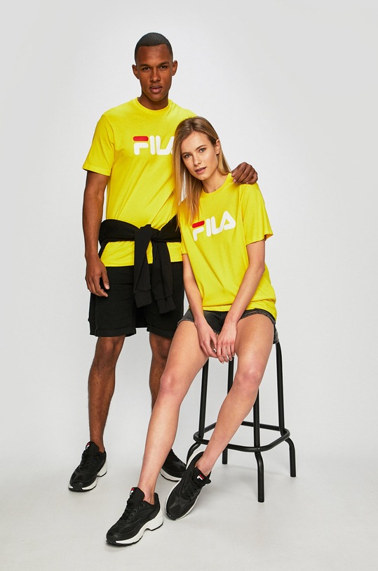 Fila - T-shirt nadruk żółty 681093