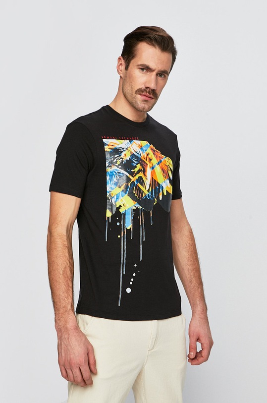 Armani Exchange - Pánske tričko bavlna čierna 3GZTBW.ZJH4Z