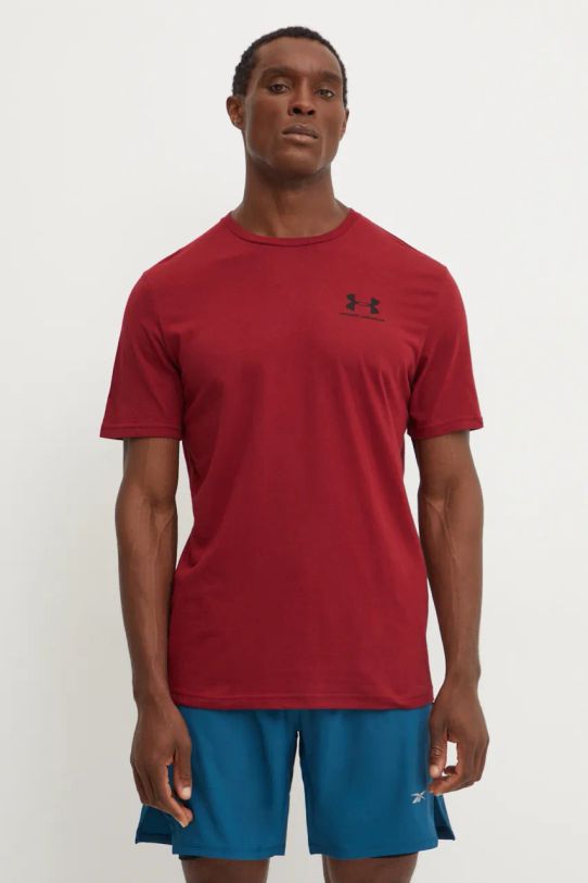 Tričko Under Armour SPORTSTYLE LEFT CHEST jednofarebný burgundské 1326799.