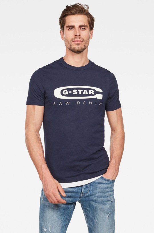 G-Star - T-shirt D15104.336.6067 nadruk granatowy D15104.336.6067