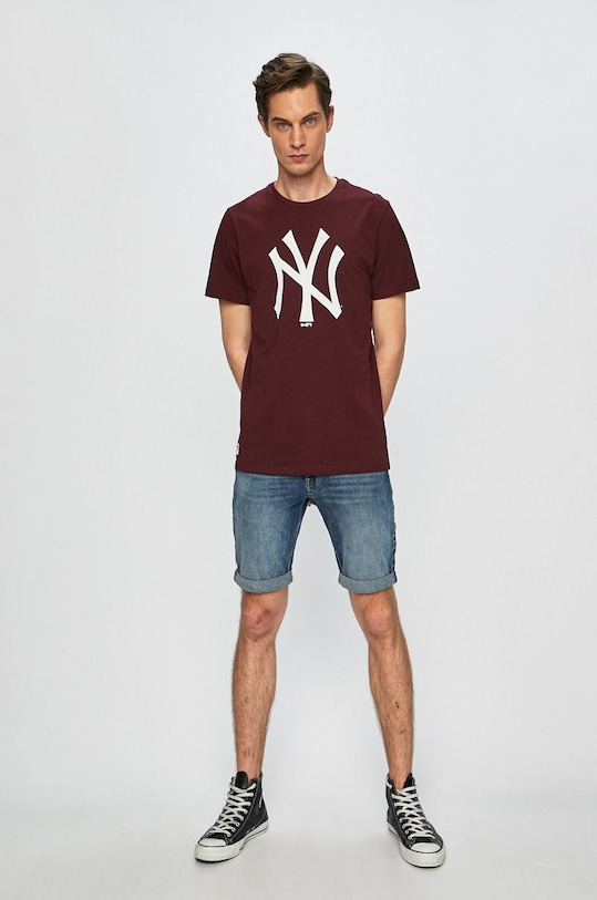New Era - Pánske tričko 11863695 burgundské SS19