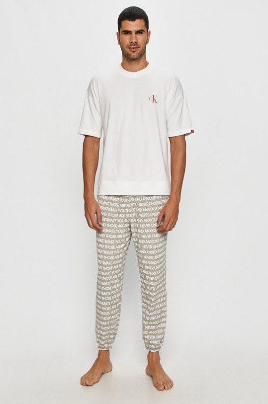 Calvin Klein Underwear - Pijama uni alb 000NM1787E
