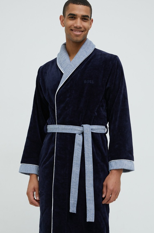 BOSS szlafrok bawełniany bawełna granatowy LORD.MEN