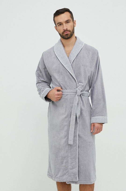 BOSS szlafrok bawełniany bawełna szary LORD.MEN