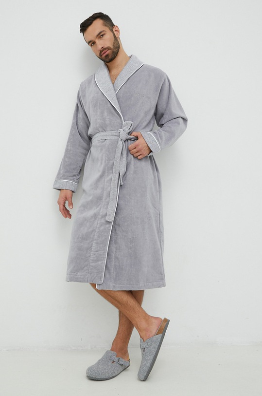 BOSS szlafrok bawełniany LORD.MEN szary AW22