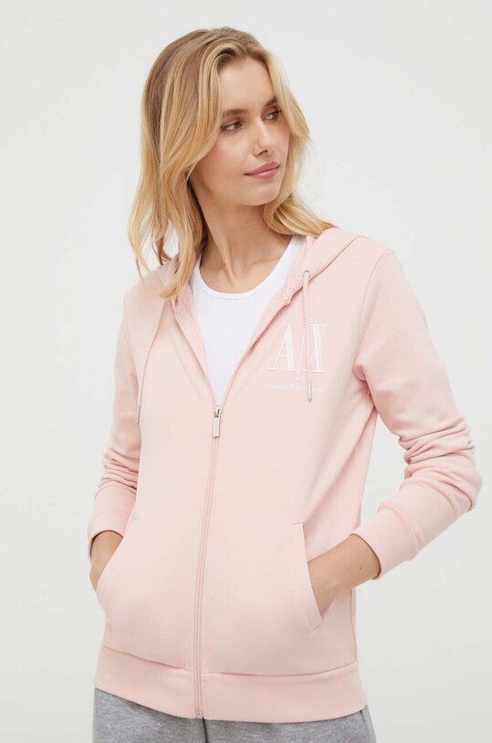 Bombažen pulover Armani Exchange Našitek roza 8NYM22.YJ68Z