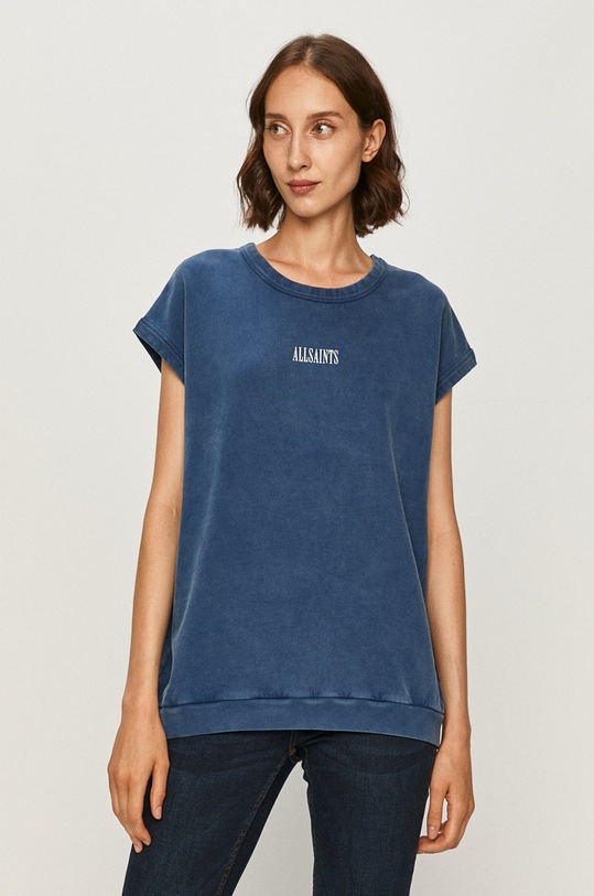 AllSaints - Mikina bez kapuce modrá WG470S
