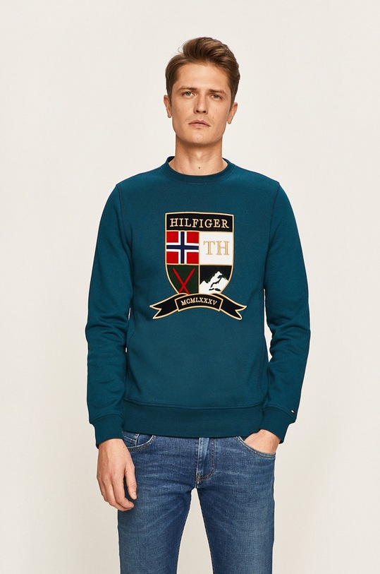 Tommy Hilfiger - Bluza imprimeu turcoaz MW0MW12291