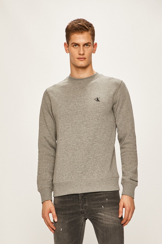 Calvin Klein Jeans - Mikina bez kapucne sivá J30J314536