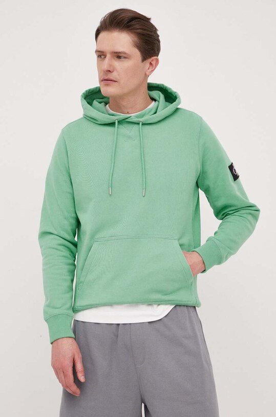 Calvin Klein Jeans hanorac de bumbac uni turcoaz J30J314036