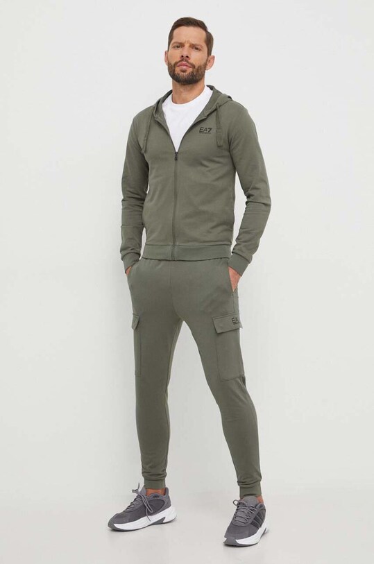 Bombažen pulover EA7 Emporio Armani 8NPM03.PJ05Z zelena SS24