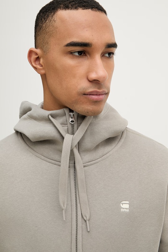 G-Star bluza rozpinana z kapturem męska z bawełną Premium core szary D16122.C235