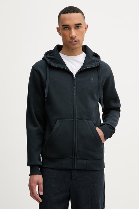 G-Star bluza rozpinana z kapturem męska z bawełną Premium core granatowy D16122.C235