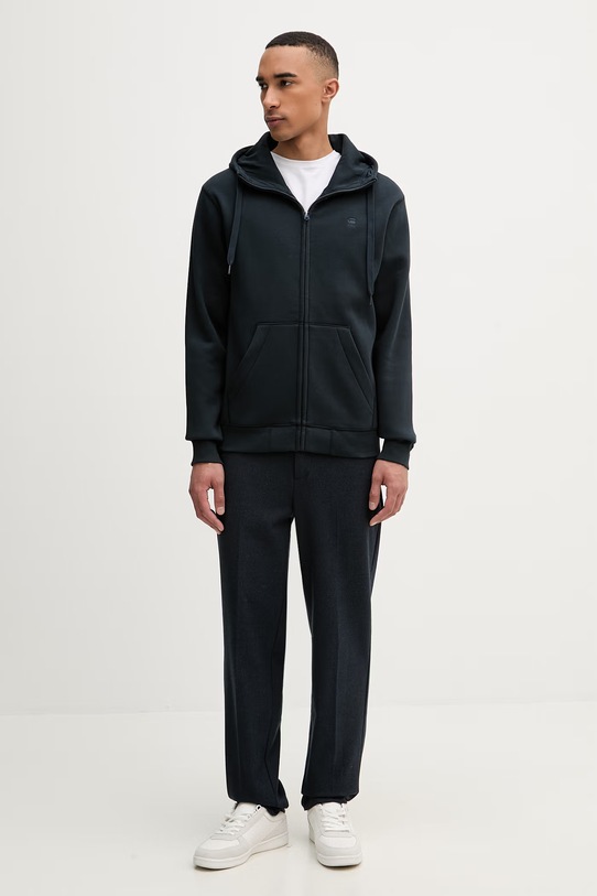 G-Star bluza rozpinana z kapturem męska z bawełną Premium core D16122.C235 granatowy AA00