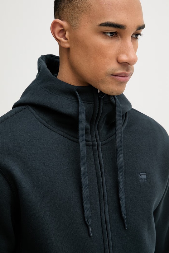 G-Star bluza rozpinana z kapturem męska z bawełną Premium core granatowy D16122.C235