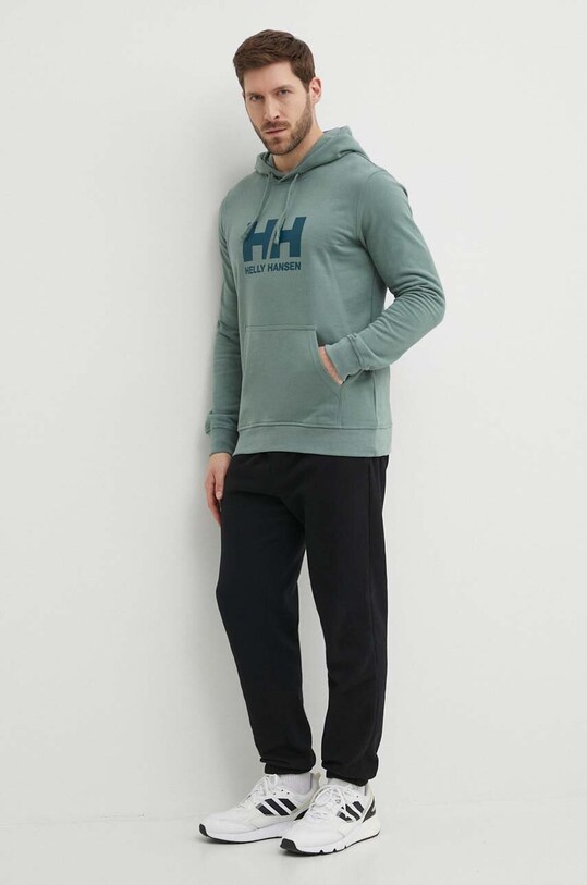 Helly Hansen hanorac de bumbac HH LOGO HOODIE 33977 verde SS24