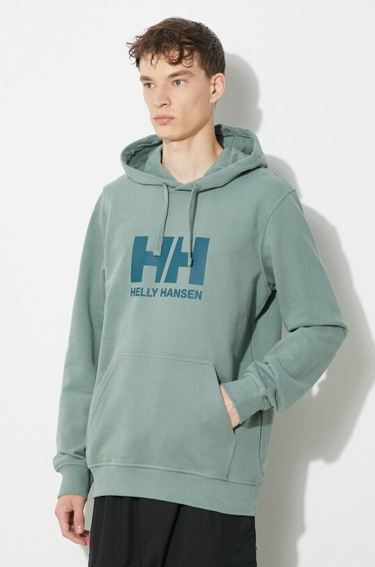 Helly Hansen bluza bawełniana HH LOGO HOODIE zielony 33977