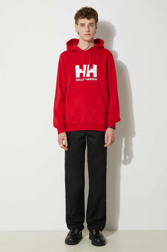 Helly Hansen felpa in cotone HH LOGO HOODIE 33977 rosso SS24