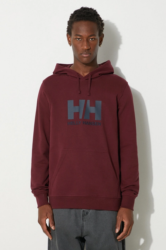 Bavlnená mikina Helly Hansen HH LOGO HOODIE nášivka burgundské 33977