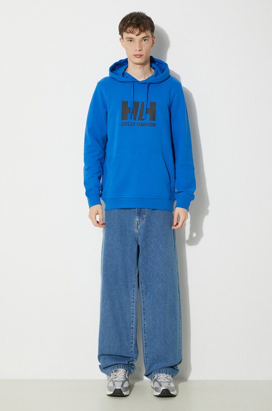 Helly Hansen felpa in cotone HH LOGO HOODIE 33977 blu SS24
