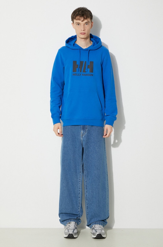 Helly Hansen felpa in cotone HH LOGO HOODIE 33977 blu SS24
