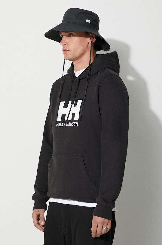 Helly Hansen hanorac de bumbac HH LOGO HOODIE negru 33977