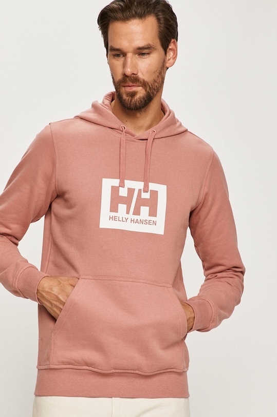 Bavlněná mikina Helly Hansen s kapucí růžová 53289