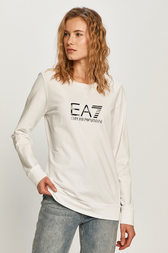 EA7 Emporio Armani - Mikina bez kapuce bílá 8NTM39.TJ31Z