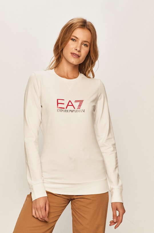EA7 Emporio Armani - Mikina bez kapuce bílá 8NTM39.TJ31Z