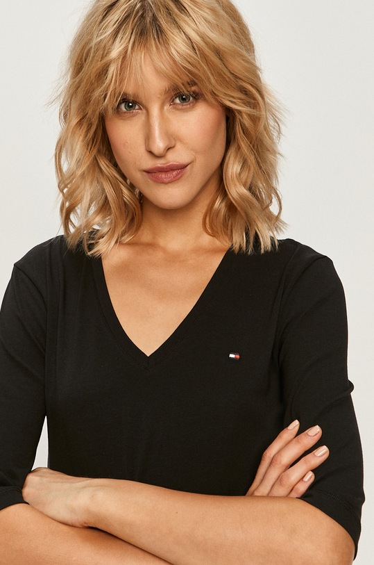 Tommy Hilfiger - T-shirt z elastanem czarny WW0WW27963