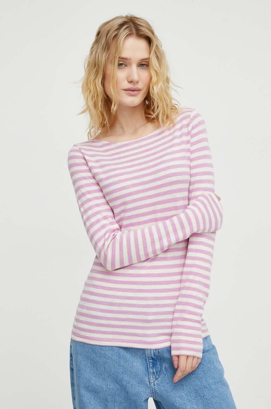 Tričko s dlouhým rukávem Marc O'Polo pruhy růžová M02219652597