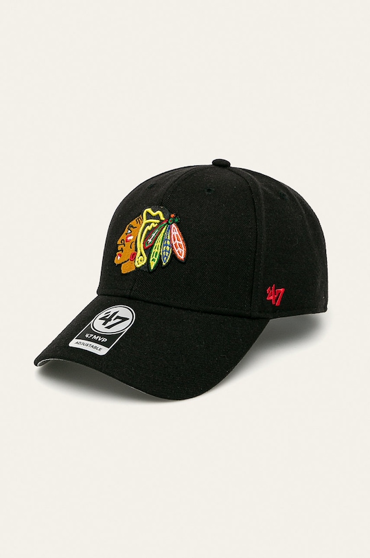 47brand șapcă NHL Chicago Blackhawks cu un amestec de lana negru H.MVP04WBV.BKA