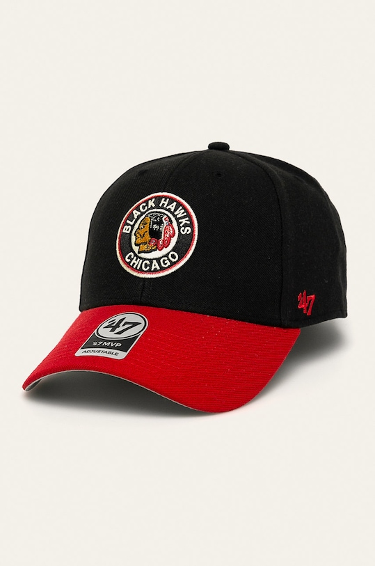 47 brand - Czapka NHL Chicago Blackhawks czarny HVIN.MVPTT04WBV.BK37