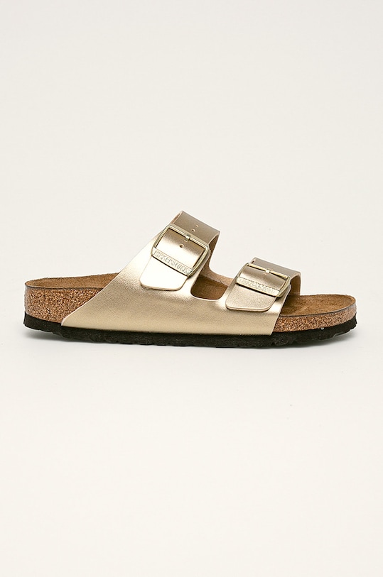 Birkenstock papuci Arizona imitatie de piele aur 1016111