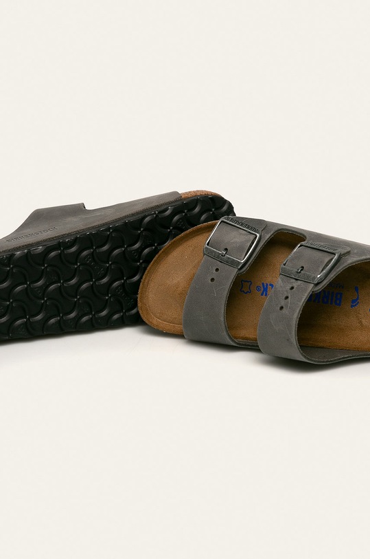 Obuwie Birkenstock - Klapki skórzane Arizona FL SFB 1013645 szary