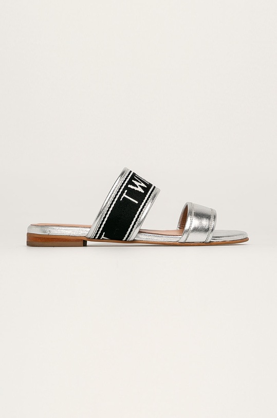 Twinset - Slapi de piele piele argintiu 201TCP130.S08637