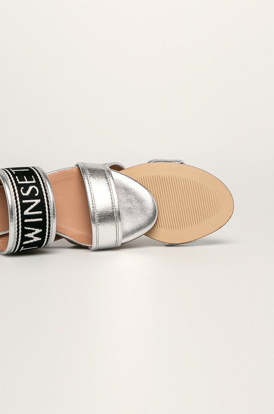 Twinset - Slapi de piele argintiu 201TCP130.S08637