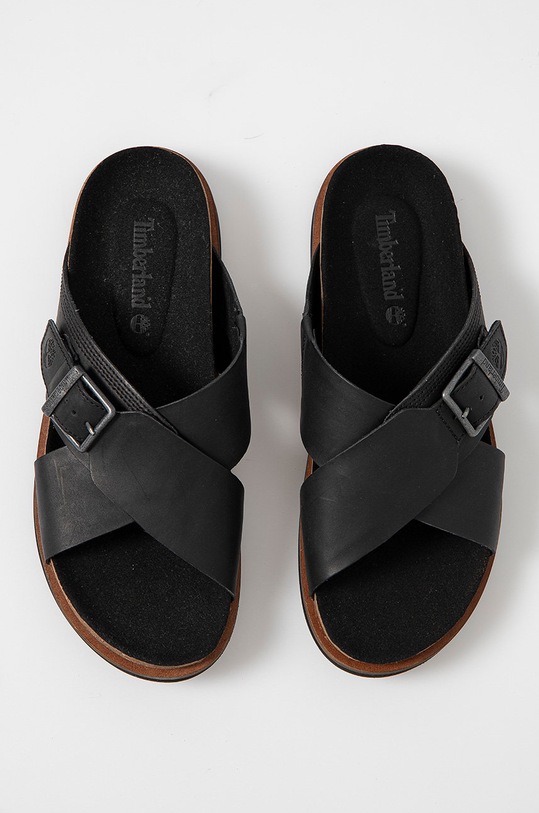 Obuwie Timberland Klapki skórzane Amalfi Vibes Cross Slide TB0A2B650151 czarny