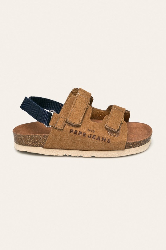 Pepe Jeans - Detské sandále Bio Velcro imitácia semišu hnedá PBS90039