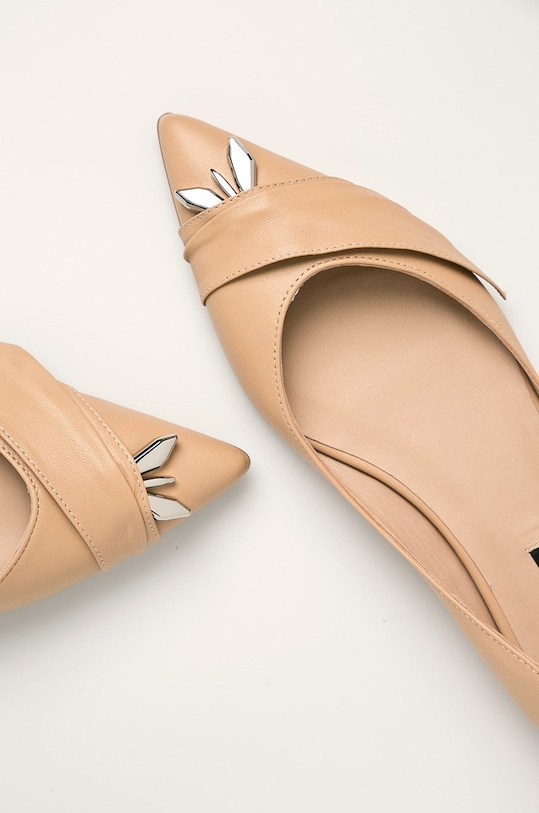 Patrizia Pepe - Kožené baleríny béžová 2V9321.A5M6