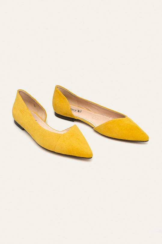 Caprice - Kožené balerínky 9.9.24203.24.641 žltá SS20