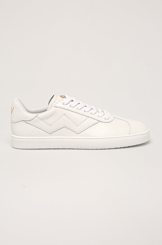 Stuart Weitzman - Kožené boty Daryl plochá bílá S3694.WHT