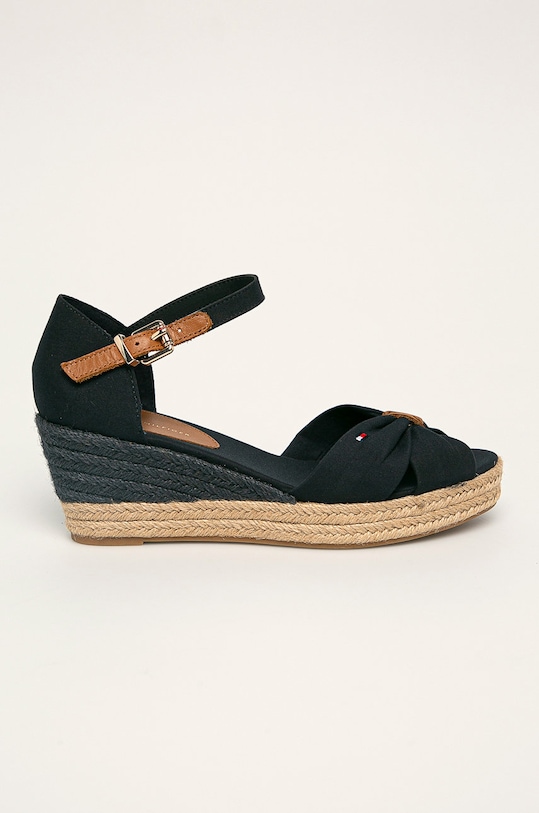 Tommy Hilfiger sandały BASIC OPENED TOE MID WEDGE tekstylny granatowy FW0FW04785