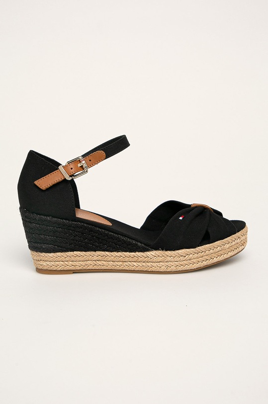 Tommy Hilfiger sandały BASIC OPENED TOE MID WEDGE tekstylny czarny FW0FW04785