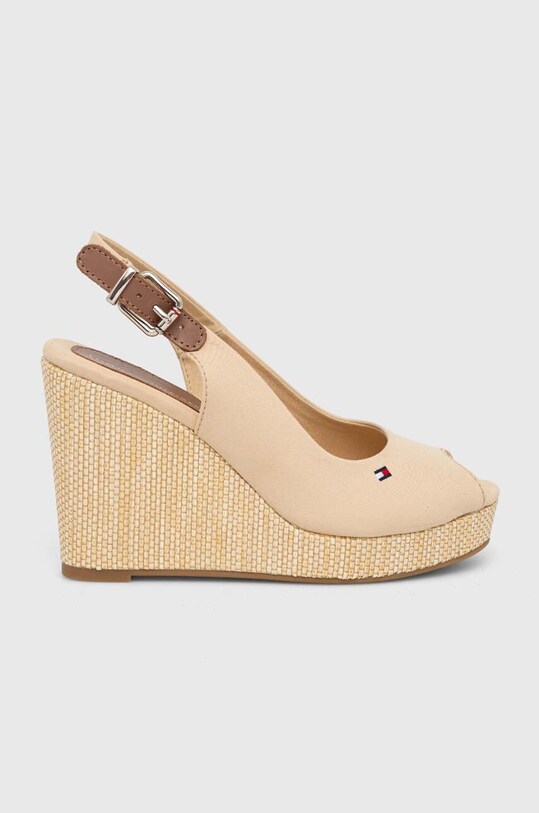 Tommy Hilfiger sandały ICONIC ELENA SLING BACK WEDGE tekstylny beżowy FW0FW04789