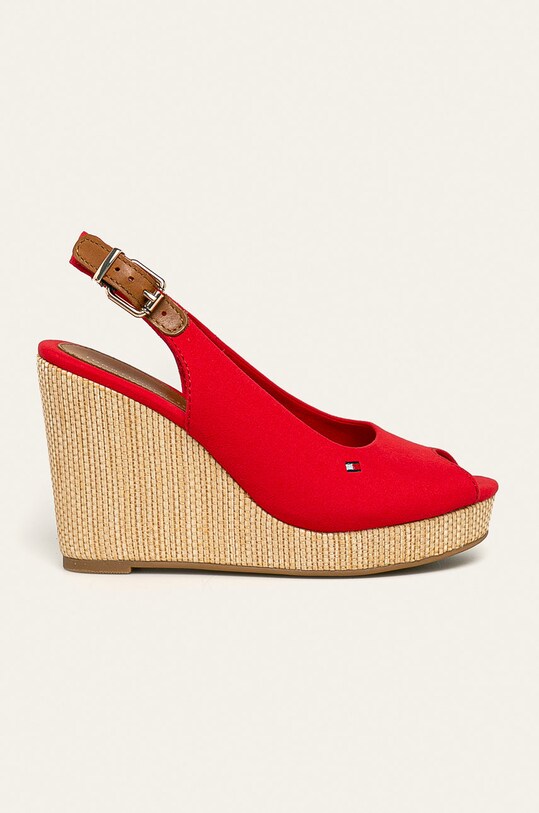 Tommy Hilfiger - Σανδάλια ICONIC ELENA SLING BACK WEDGE πλατφόρμα κόκκινο FW0FW04789