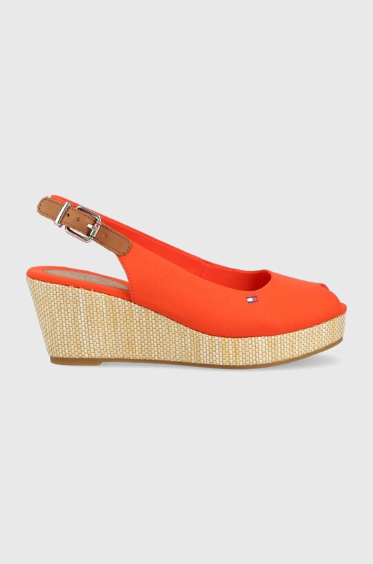 Tommy Hilfiger sandały ICONIC ELBA SLING BACK WEDGE 5-8 cm pomarańczowy FW0FW04788