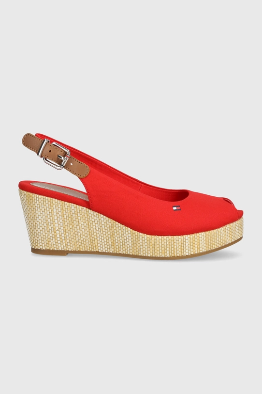 Tommy Hilfiger sandały ICONIC ELBA SLING BACK WEDGE 5-8 cm czerwony FW0FW04788